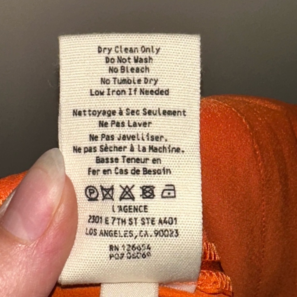 NWT L'AGENCE Bobby Wide Leg Silk Paperbag Pants In Orange Size US 8 - Picture 9 of 9